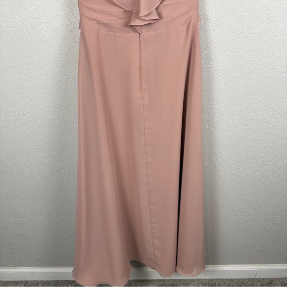 JJ 's House Elegant Empire V-Neck Floor-Length Dusty Rose Brides Maid Dress - Picture 11 of 12